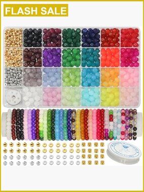 1000pcs Glass Beads Bracelet Making Kit with Charms